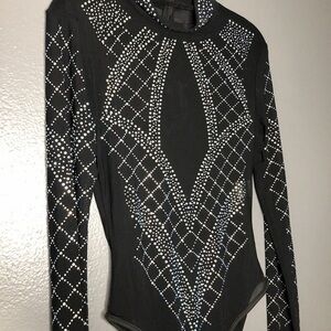 Multicolor Rhinestone Embellished Women's body suit